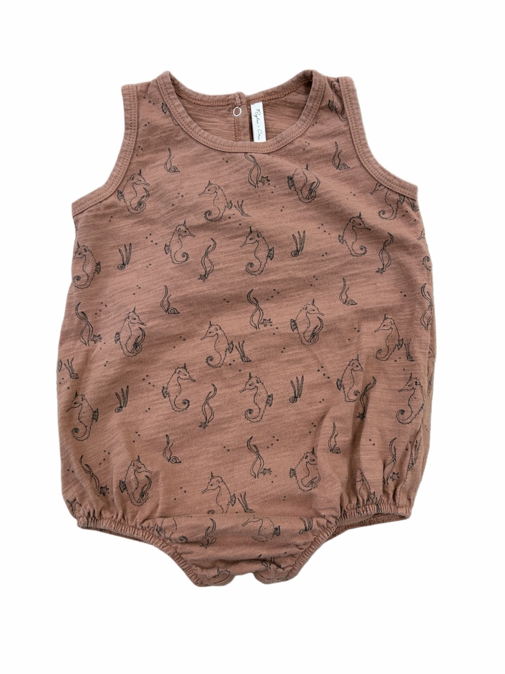 Rylee + Cru Size 18-24 Months Neutral Brown Seahorse Tank Bubble Romper